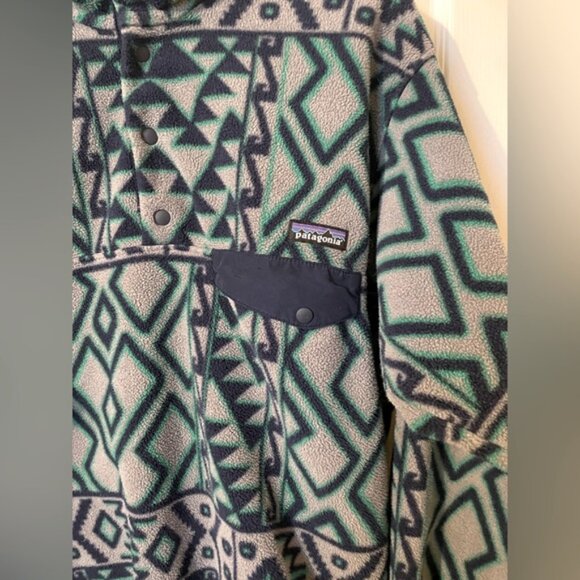 Patagonia Synchilla Snap-T Fleece Pullover Men’s Size M Blue Green  Aztec Print - Picture 4 of 8